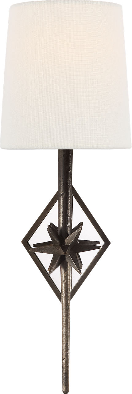 Etoile Sconce in Aged Iron with Linen Shade