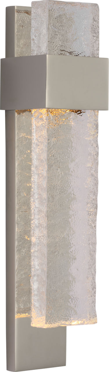 Brock Medium Sconce in Polished Nickel and Clear Wavy Glass