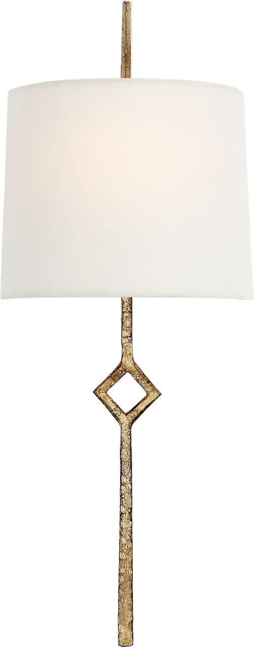 Cranston Small Sconce in Gilded Iron with Linen Shade