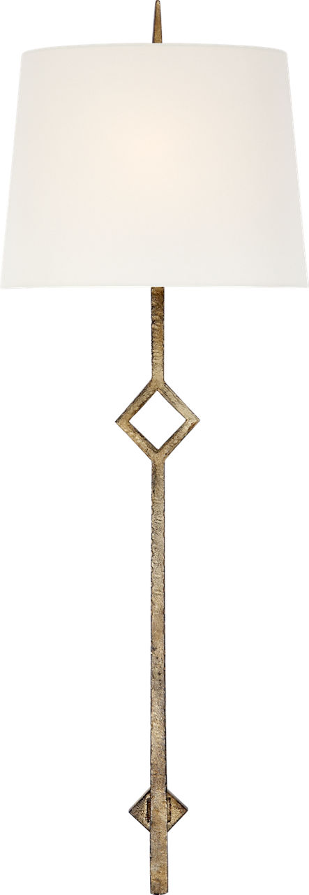 Cranston Large Sconce in Gilded Iron with Linen Shade