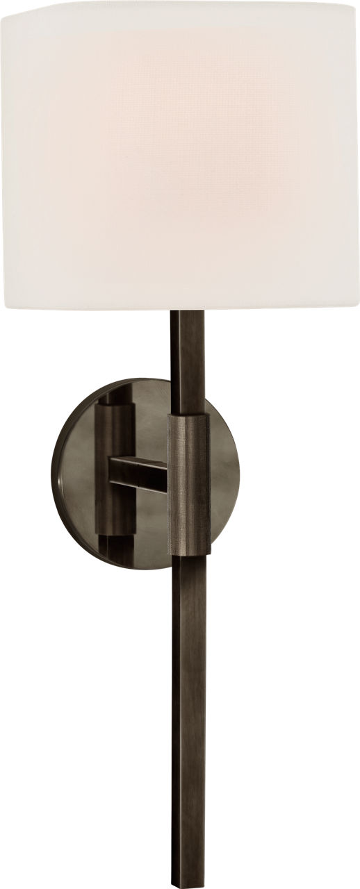 Auray Medium Tail Sconce in Bronze with Linen Shade