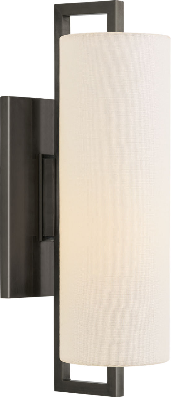 Bowen Medium Sconce in Bronze with Linen Shade
