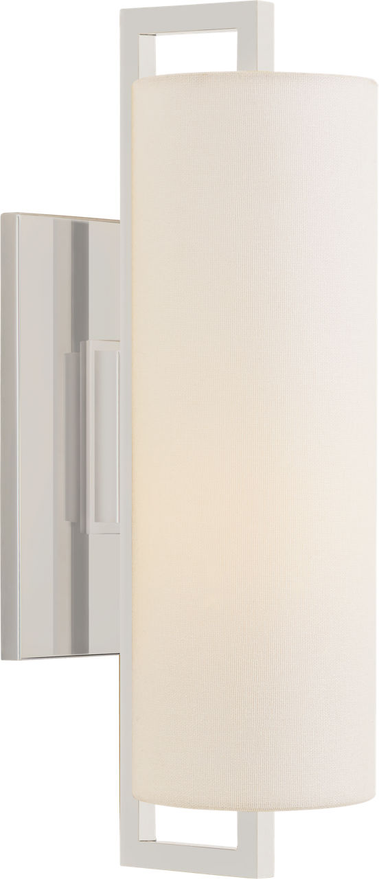 Bowen Medium Sconce in Polished Nickel with Linen Shade