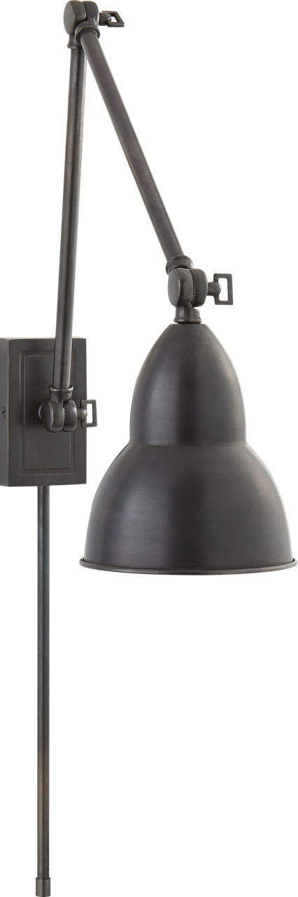 French Library Double Arm Wall Lamp in Bronze