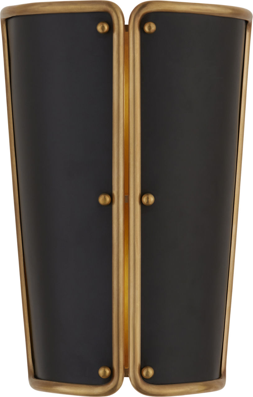 Hastings Small Sconce in Hand-Rubbed Antique Brass with Black Shade