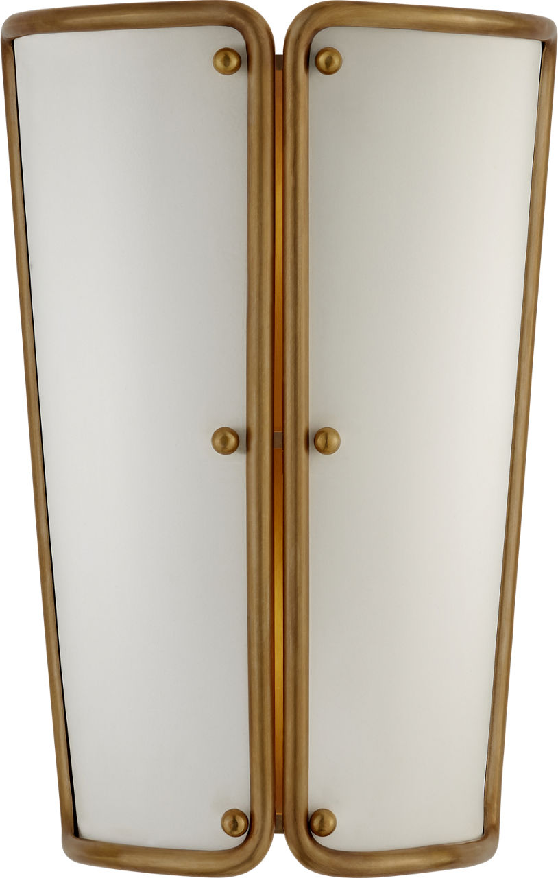 Hastings Small Sconce in Hand-Rubbed Antique Brass with White Shade