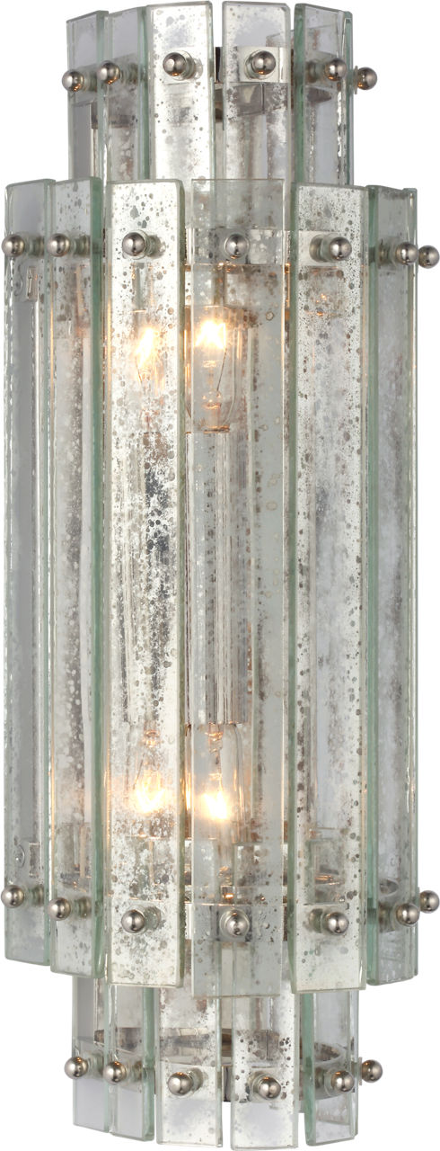 Cadence Small Tiered Sconce in Polished Nickel with Antique Mirror