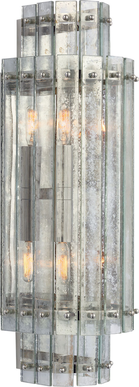 Cadence Large Tiered Sconce in Polished Nickel with Antique Mirror