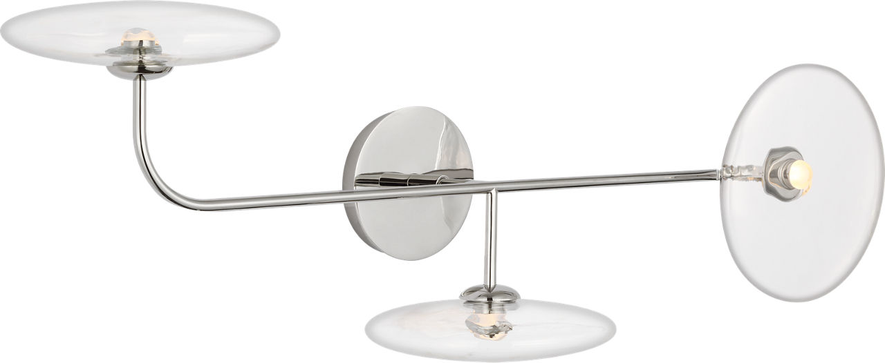 Calvino Large Arched Sconce in Polished Nickel with Clear Glass