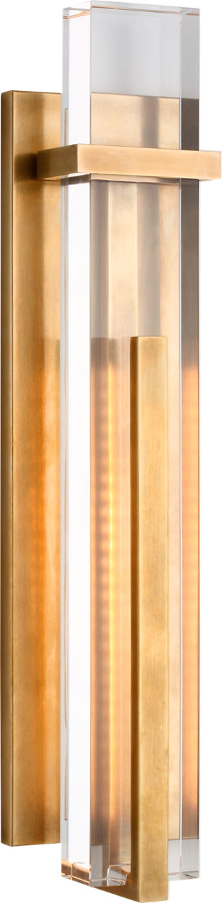 Malik Large Sconce in Hand-Rubbed Antique Brass with Crystal