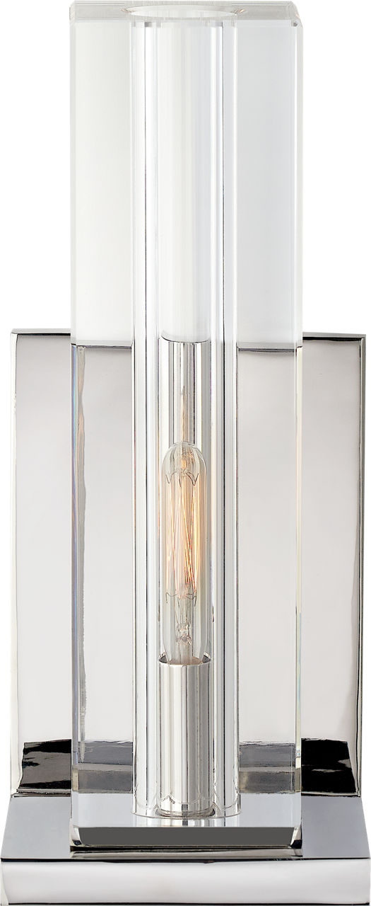 Ambar Tall Wall Light in Crystal and Polished Nickel