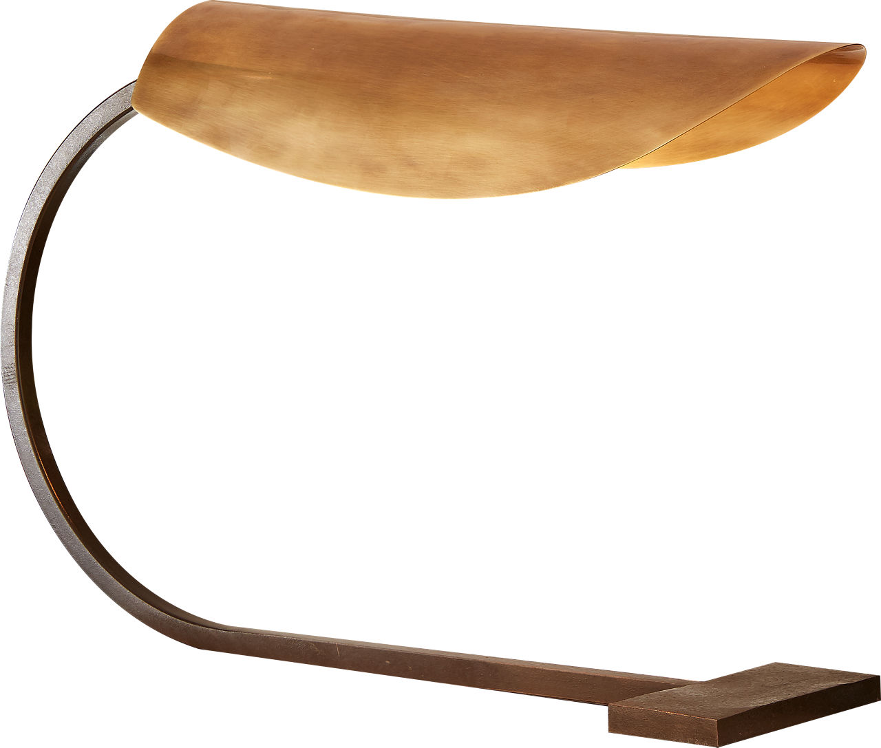 Lola Small Desk Lamp in Aged Iron with Hand-Rubbed Antique Brass Shade