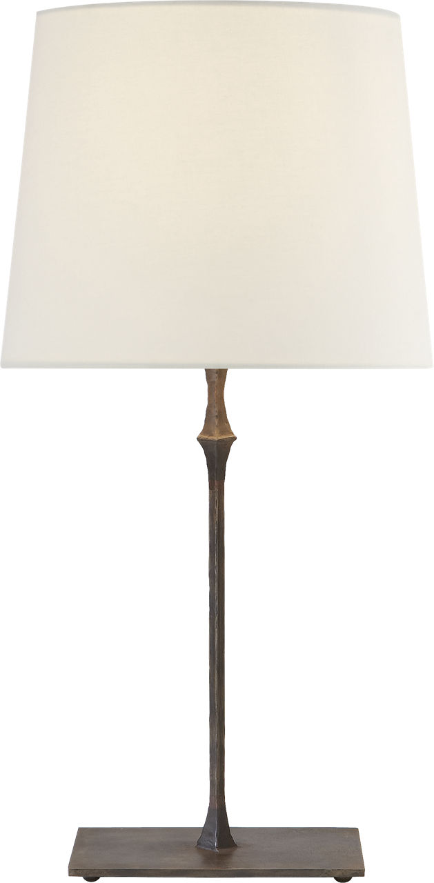 Dauphine Bedside Lamp in Aged Iron with Linen Shade