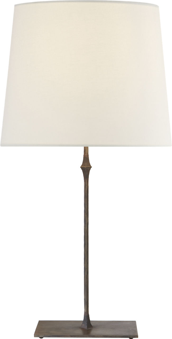 Dauphine Table Lamp in Aged Iron with Linen Shade