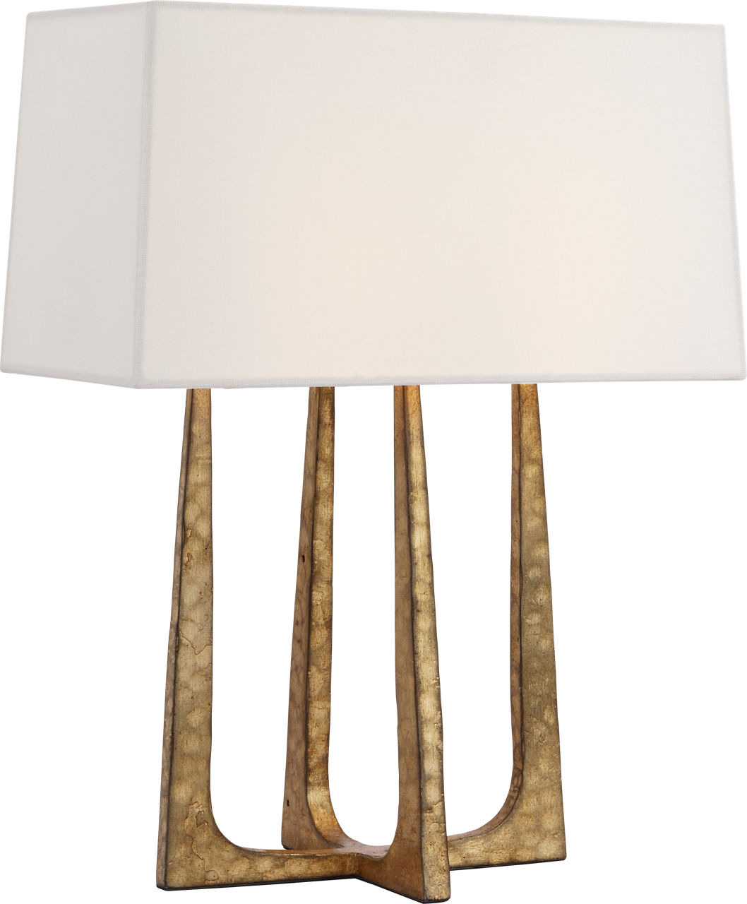 Scala Hand-Forged Bedside Lamp in Gilded Iron with Linen Shade