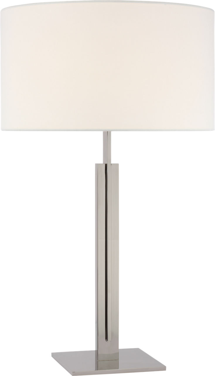 Serre Large Table Lamp in Polished Nickel with Linen Shade