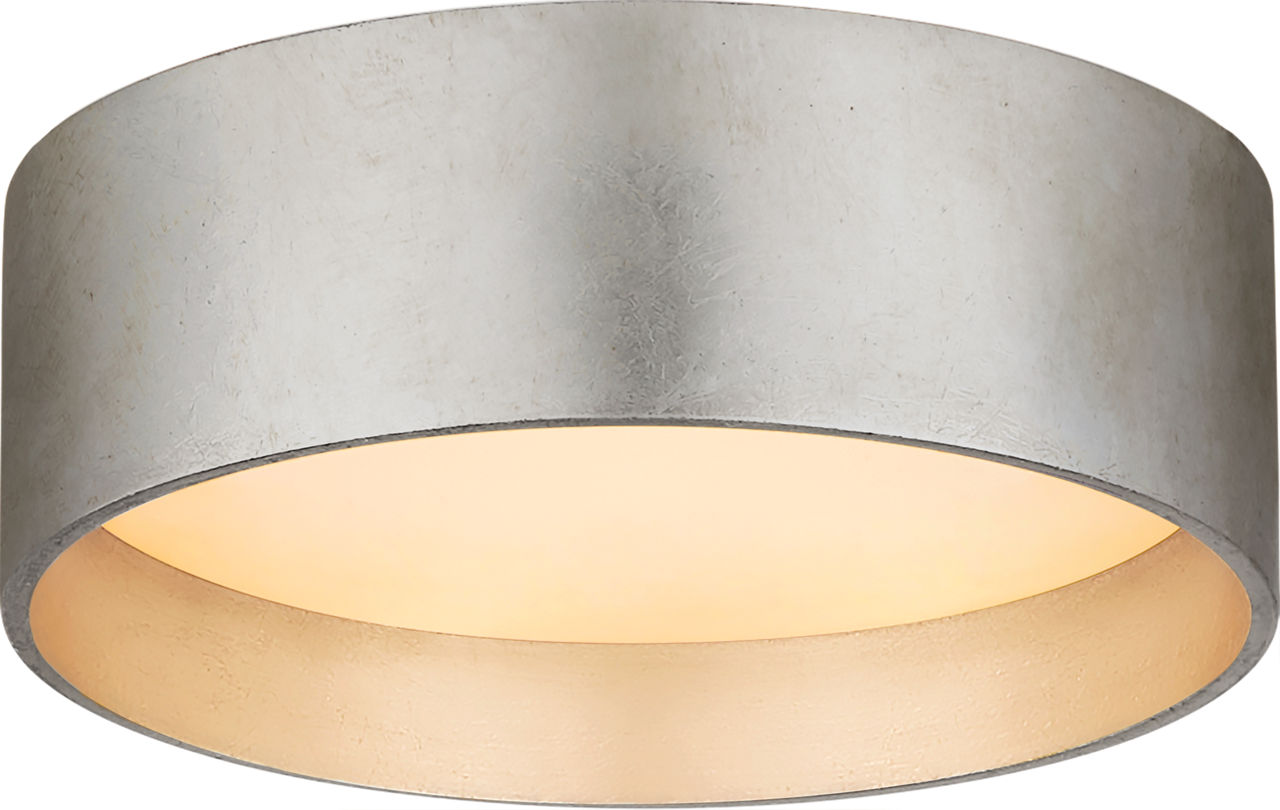 Shaw 5" Solitaire Flush Mount in Burnished Silver Leaf with White Glass