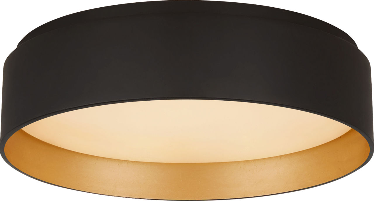 Shaw Small Flush in Matte Black and Gild with White Glass