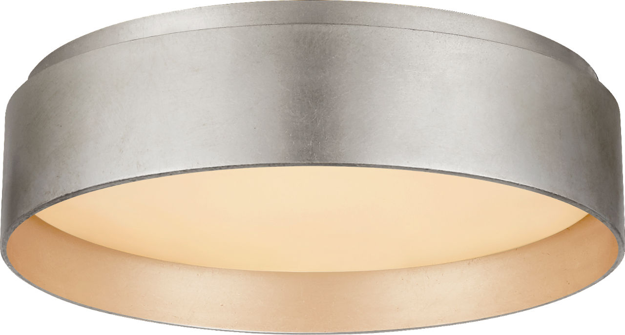 Shaw Small Flush in Burnished Silver Leaf with White Glass