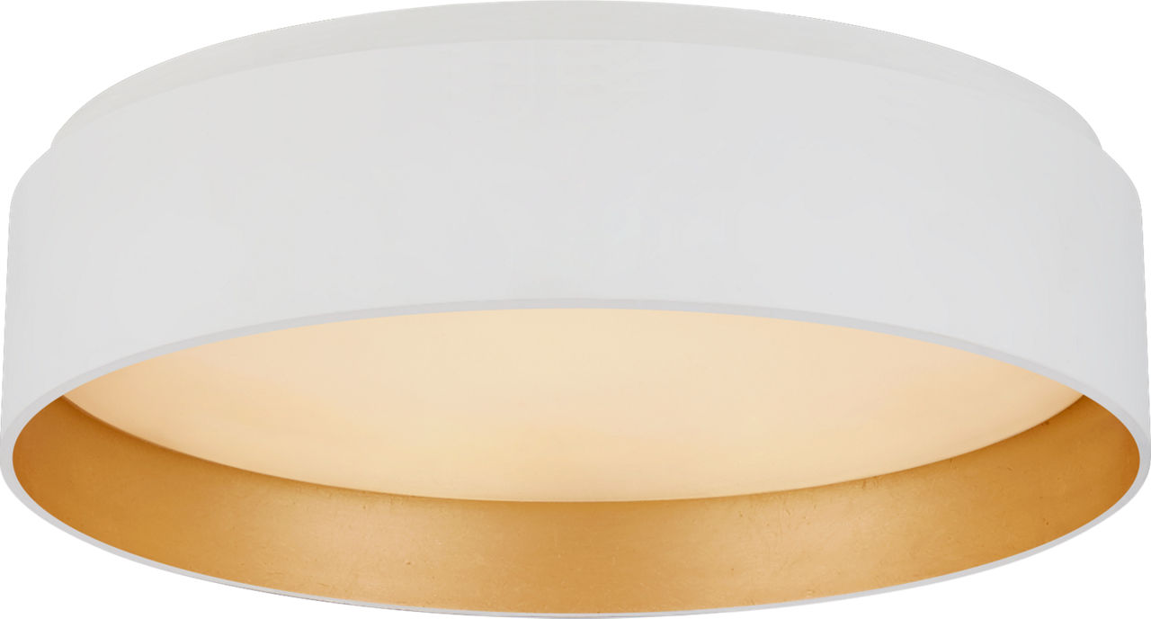 Shaw Small Flush in Matte White and Gild with White Glass