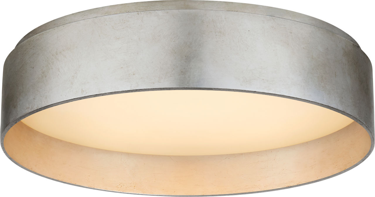 Shaw Medium Flush in Burnished Silver Leaf with White Glass