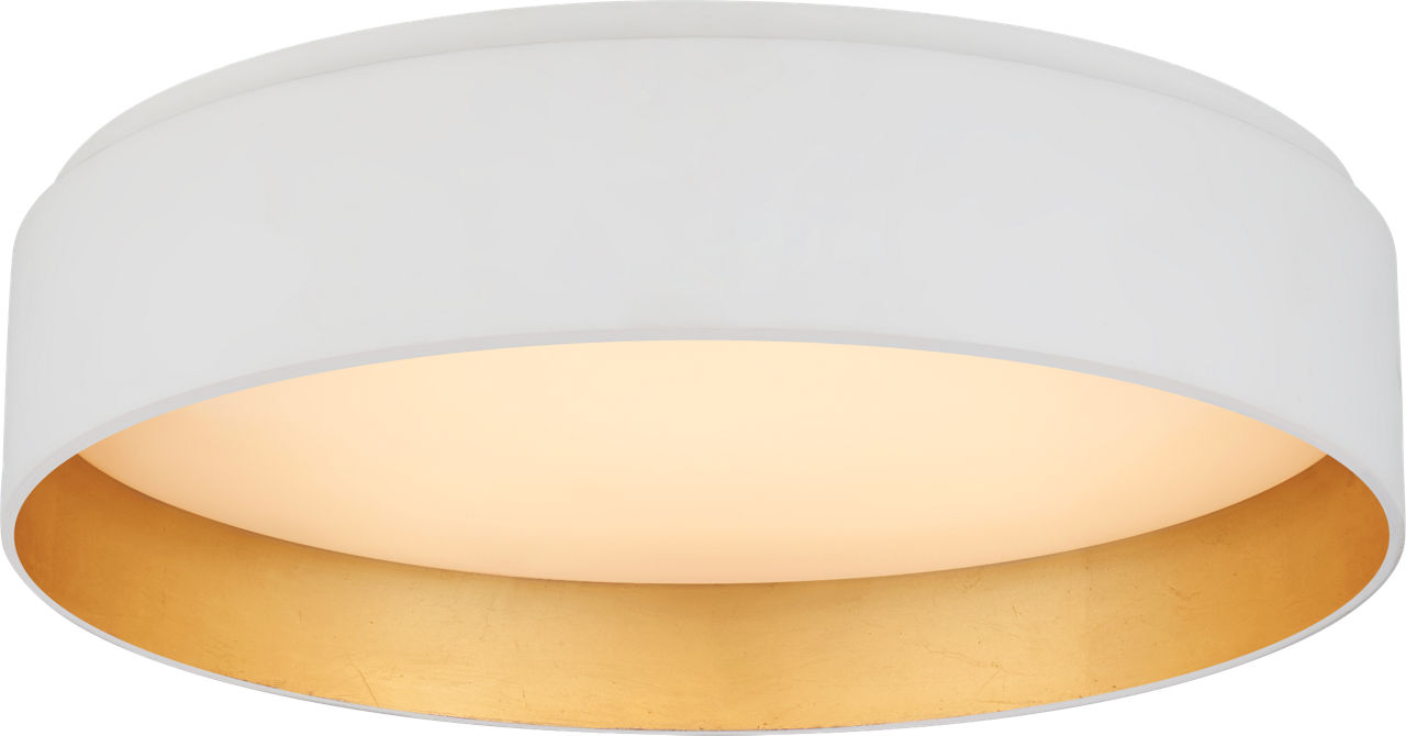 Shaw Medium Flush in Matte White and Gild with White Glass