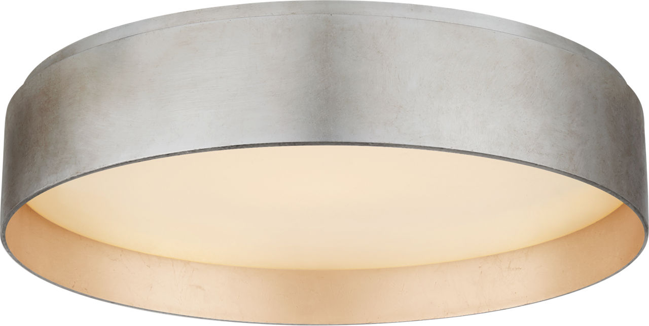 Shaw Large Flush in Burnished Silver Leaf with White Glass