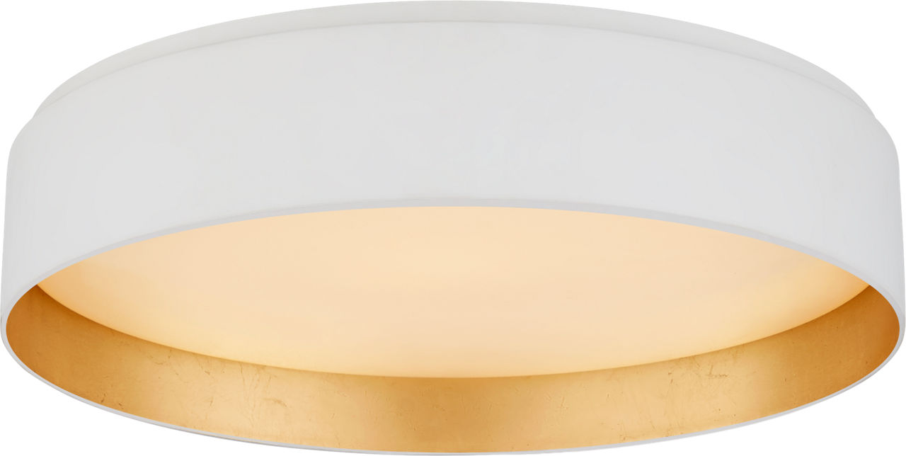 Shaw Large Flush in Matte White and Gild with White Glass