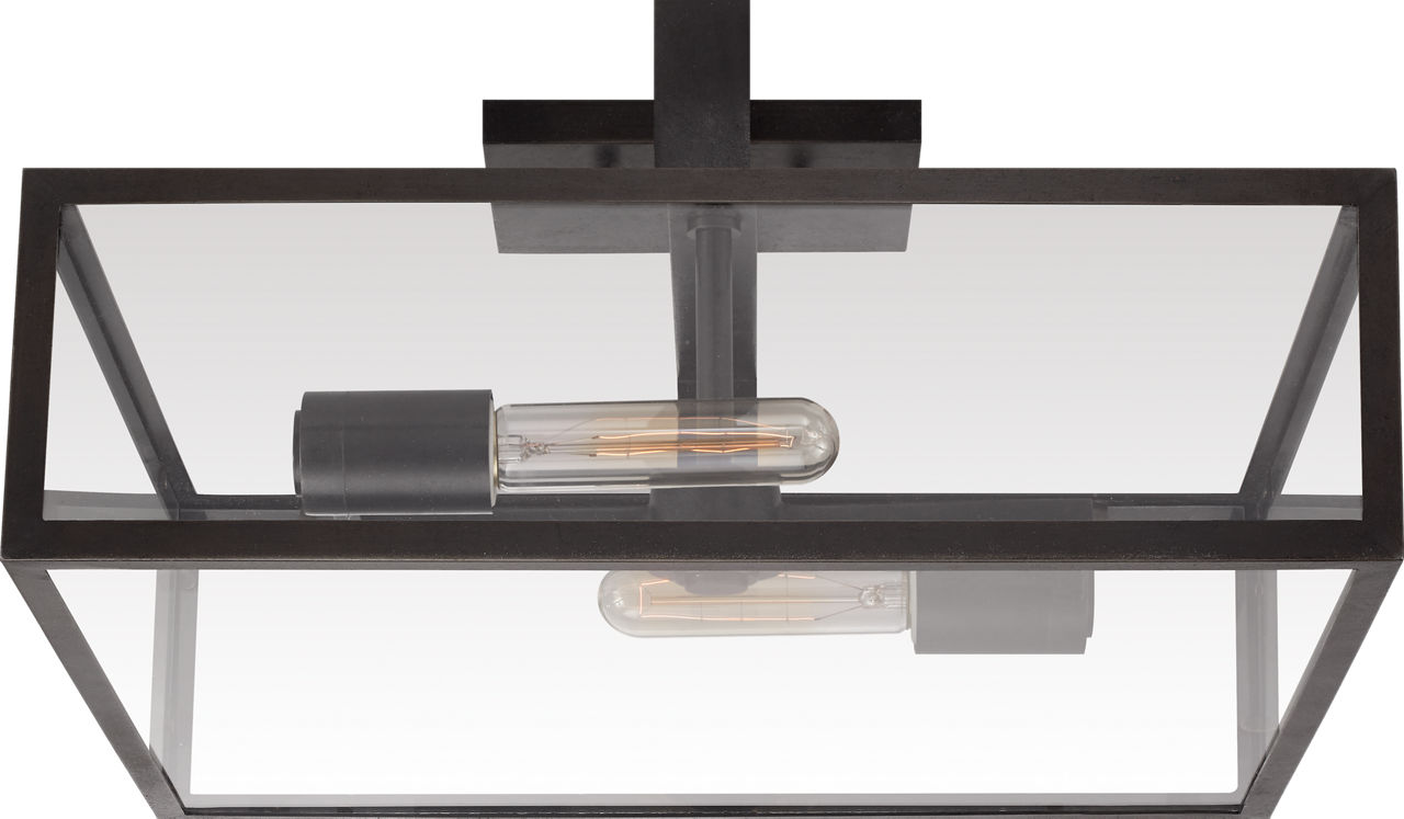 Halle Large Flush Mount in Aged Iron with Clear Glass