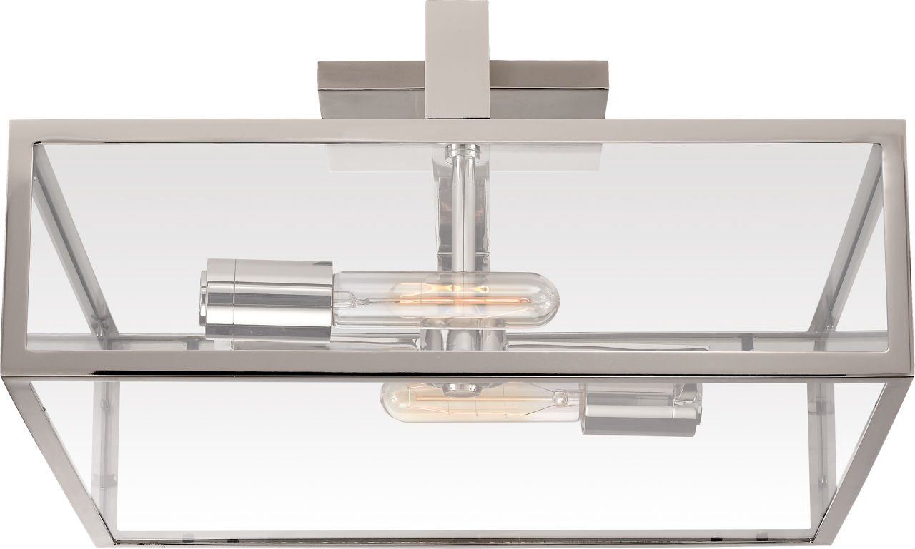 Halle Large Flush Mount in Polished Nickel with Clear Glass