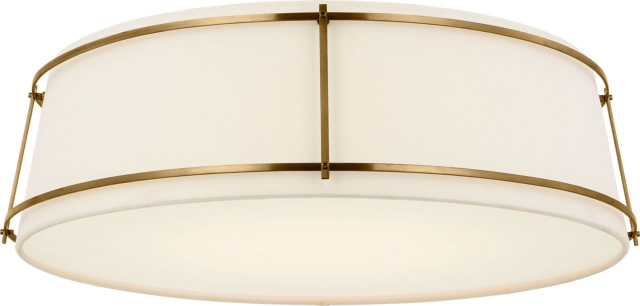 Callaway 22" Flush Mount in Hand-Rubbed Antique Brass with Linen Shade and Frosted Acrylic