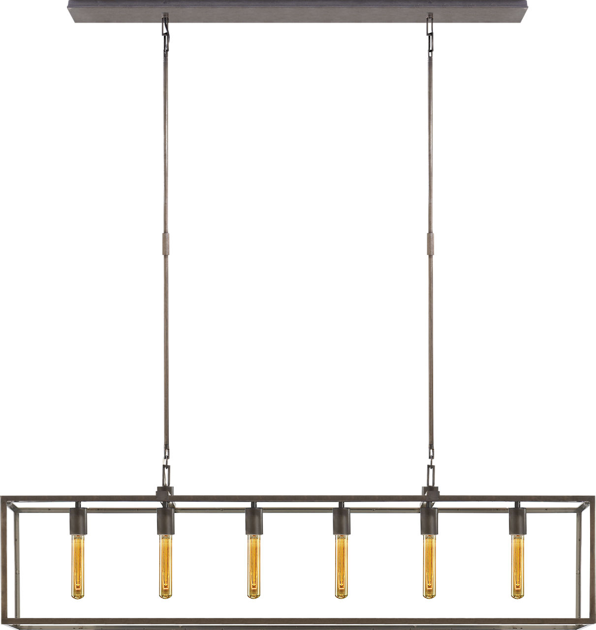 Belden Linear Lantern in Aged Iron with Clear Glass