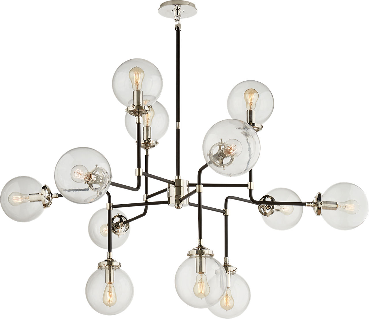 Bistro Medium Chandelier in Polished Nickel with Clear Glass