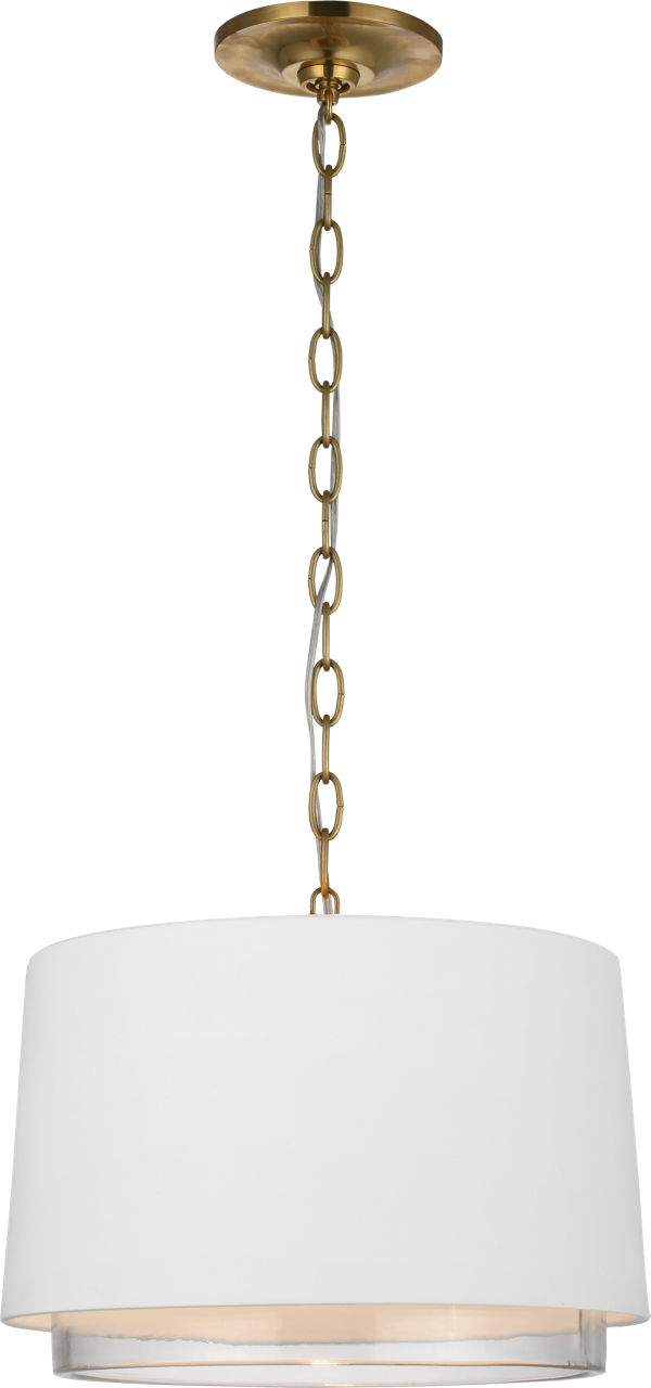 Sydney Small Pendant in Soft Brass with Matte White and Clear Glass