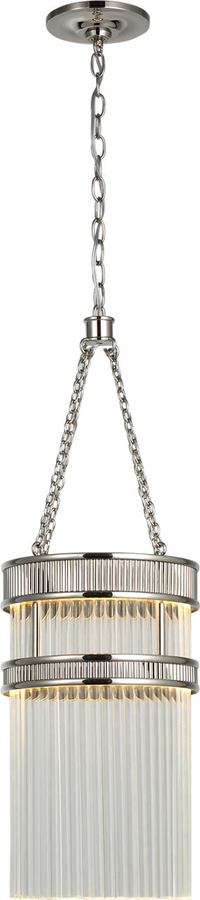 Menil Tall Chandelier in Polished Nickel with Crystal Rods