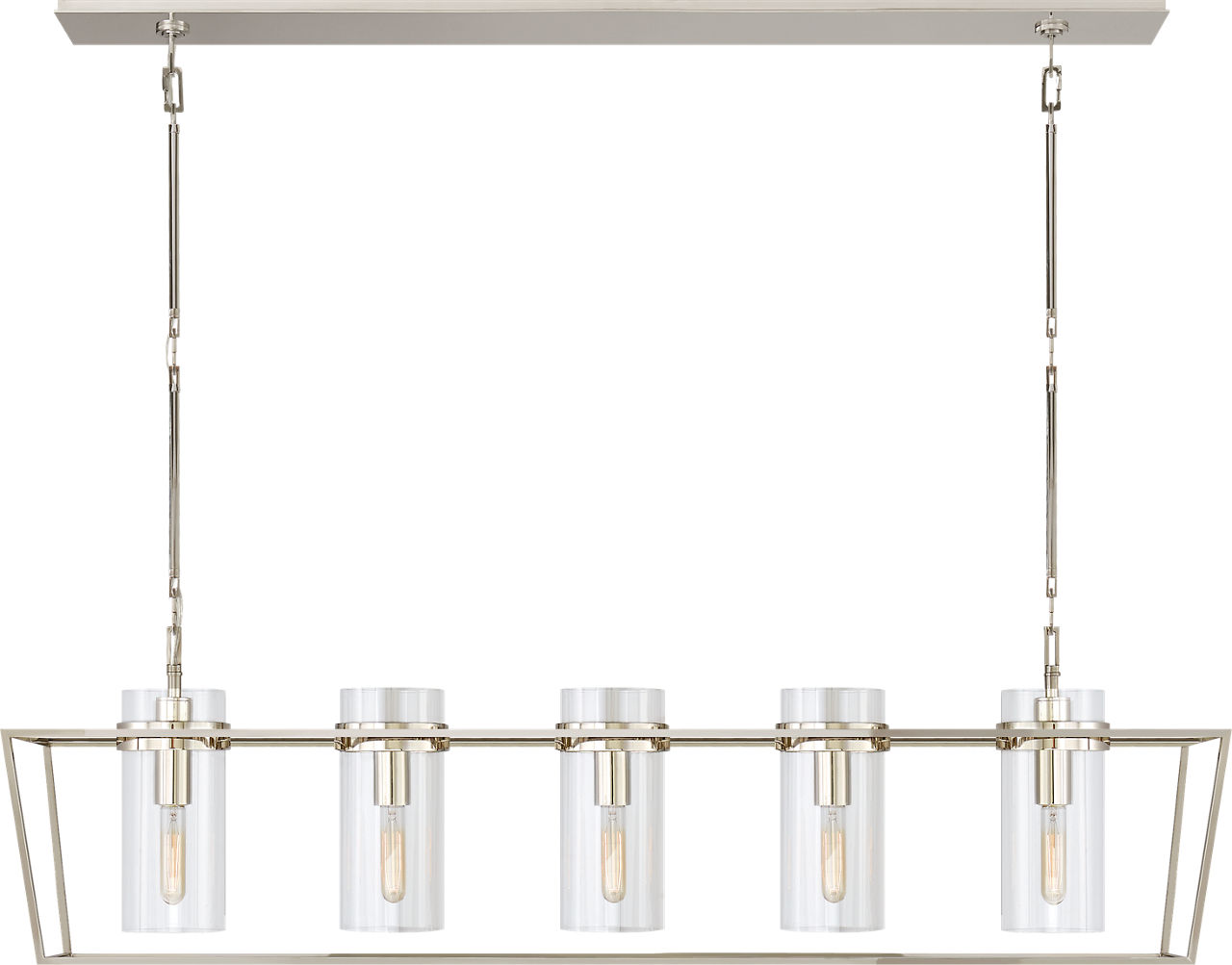 Presidio Large Linear Lantern in Polished Nickel with Clear Glass