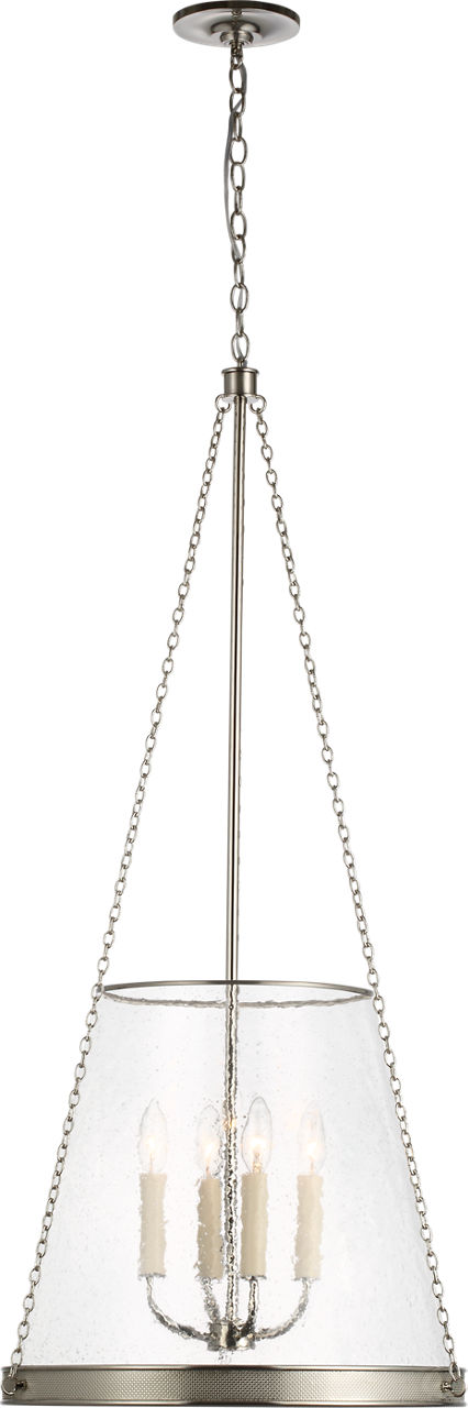 Reese 18" Pendant in Polished Nickel with Clear Restoration Glass