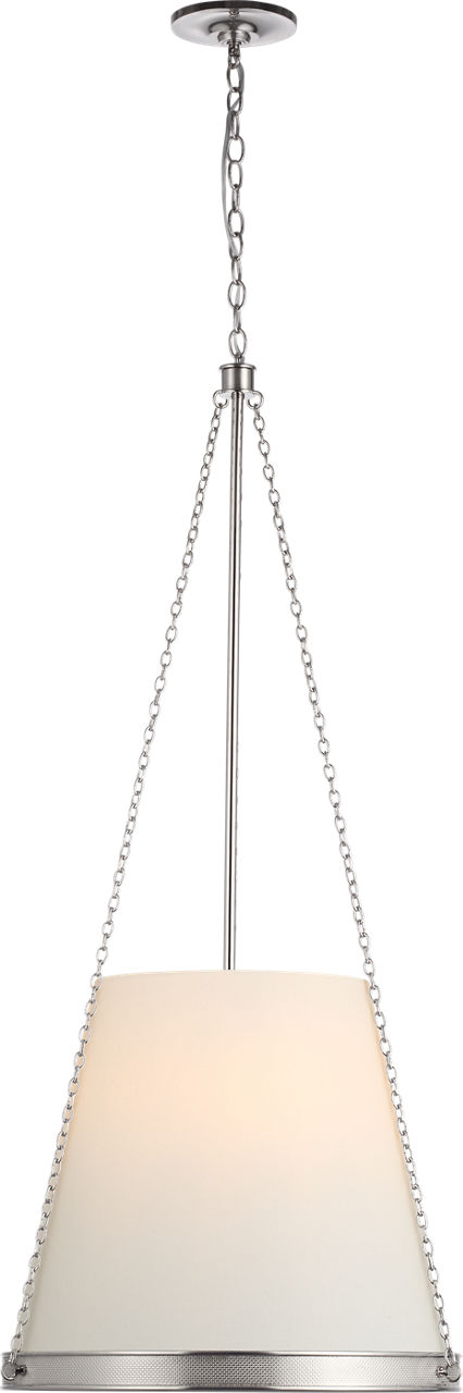Reese 18" Pendant in Polished Nickel with Linen Shade