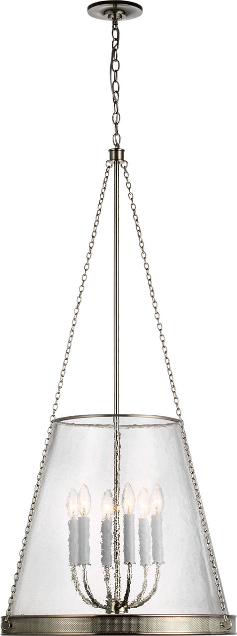 Reese 22" Pendant in Polished Nickel with Clear Restoration Glass