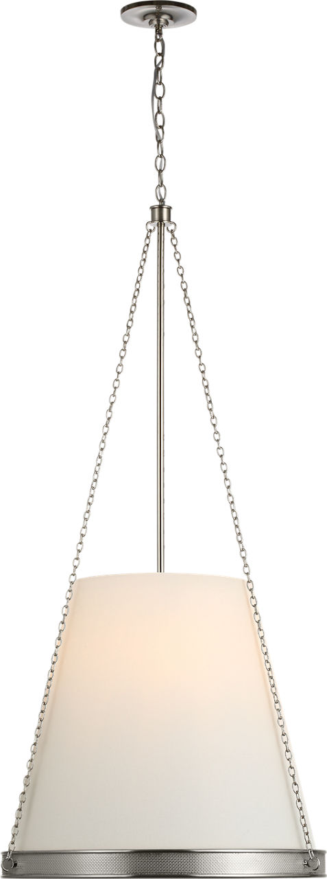 Reese 22" Pendant in Polished Nickel with Linen Shade