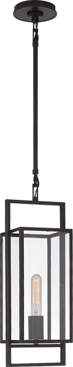 Halle Petite Lantern in Aged Iron with Clear Glass