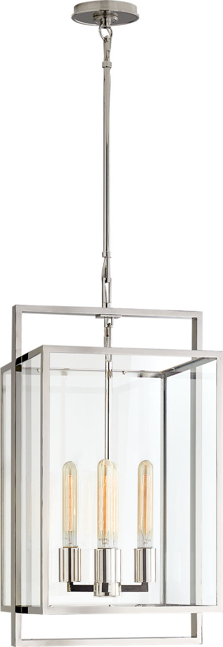 Halle Small Lantern in Polished Nickel with Clear Glass