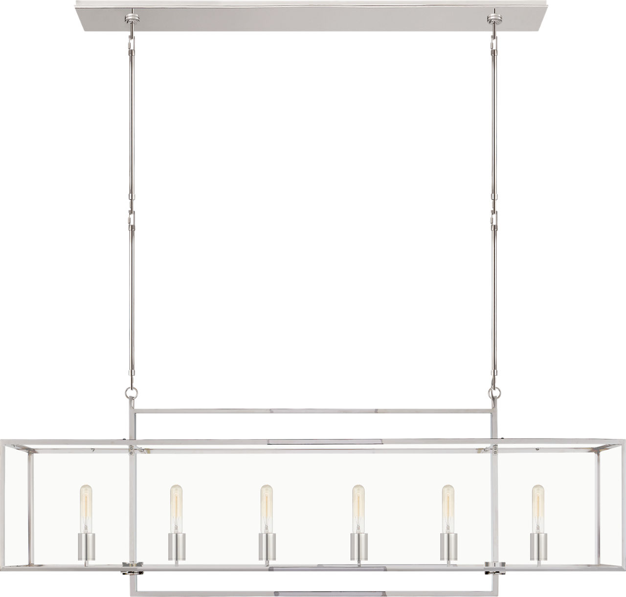 Halle Large Linear Pendant in Polished Nickel with Clear Glass