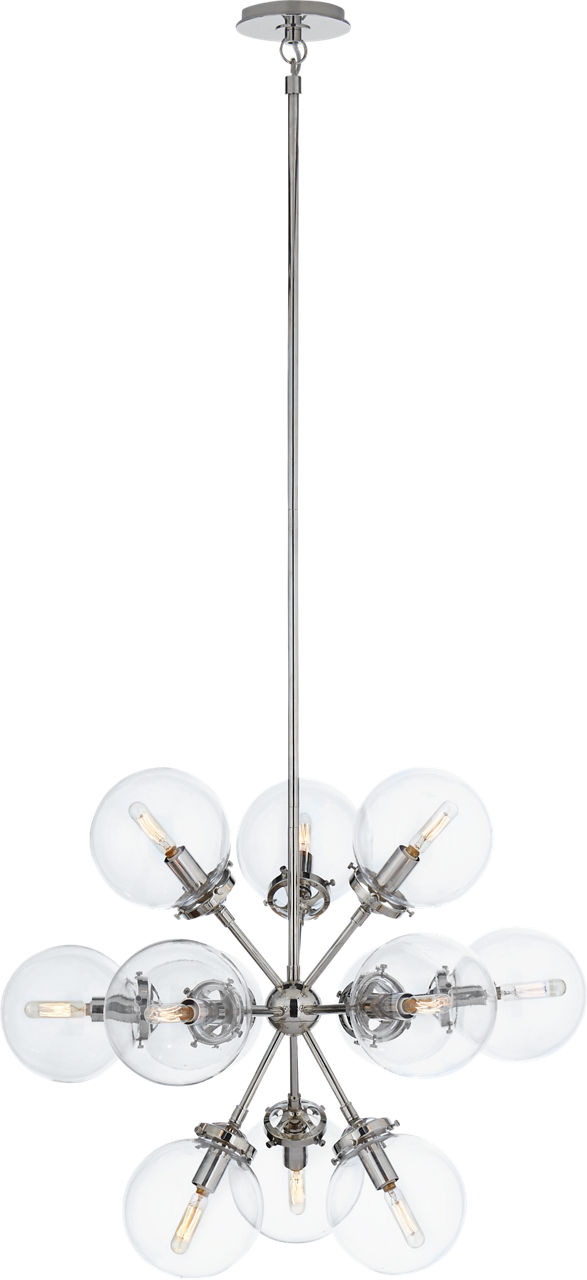 Bistro Small Round Chandelier in Polished Nickel with Clear Glass