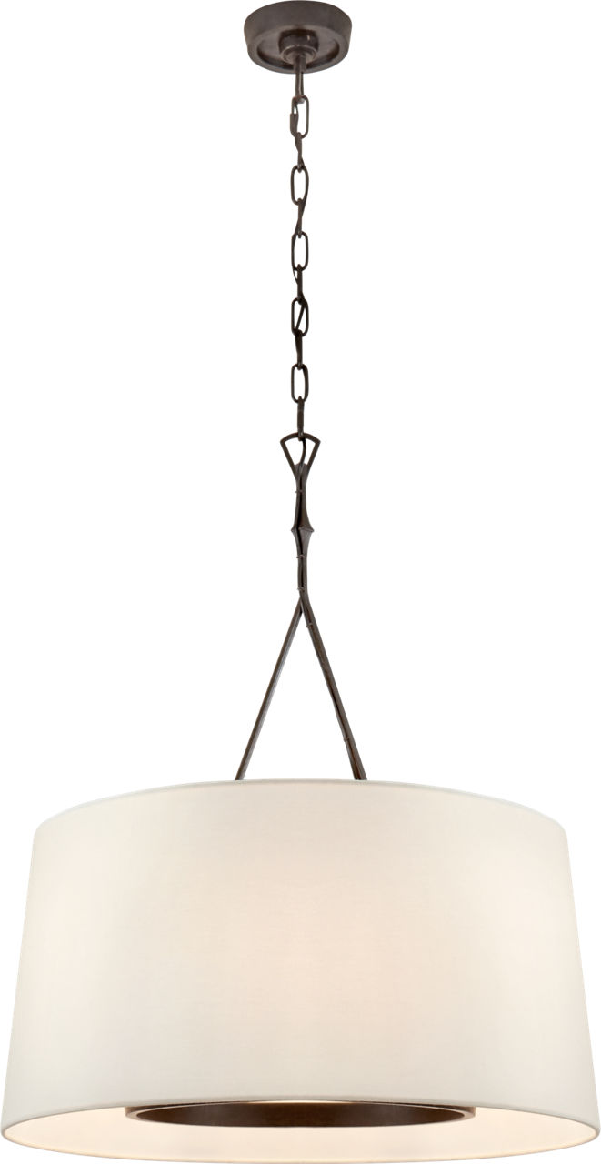 Dauphine Large Hanging Shade in Aged Iron with Linen Shade