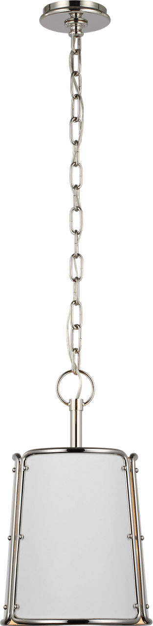 Hastings Small Pendant in Polished Nickel with White Shade