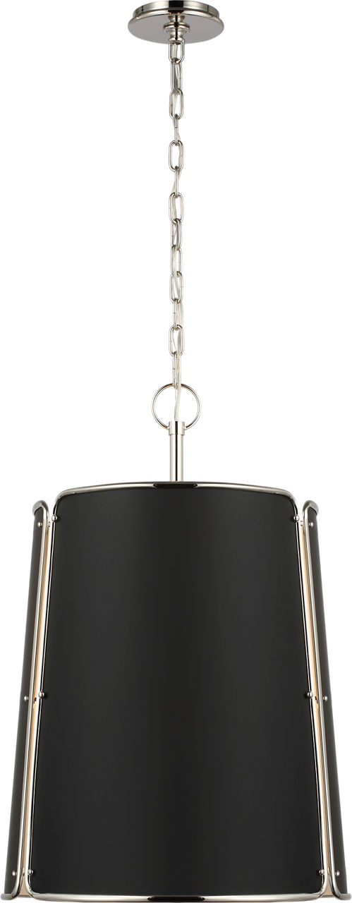 Hastings Large Pendant in Polished Nickel with Black Shade