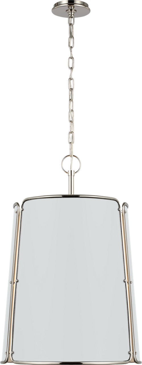 Hastings Large Pendant in Polished Nickel with White Shade