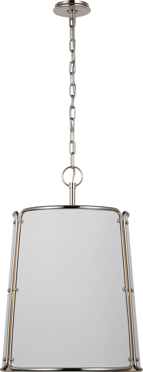 Hastings Medium Pendant in Polished Nickel with White Shade