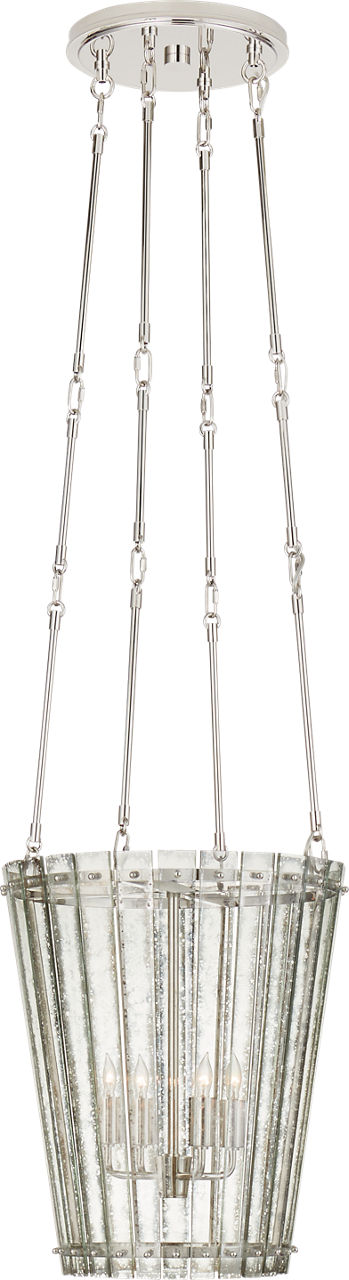 Cadence Small Tall Chandelier in Polished Nickel with Antique Mirror